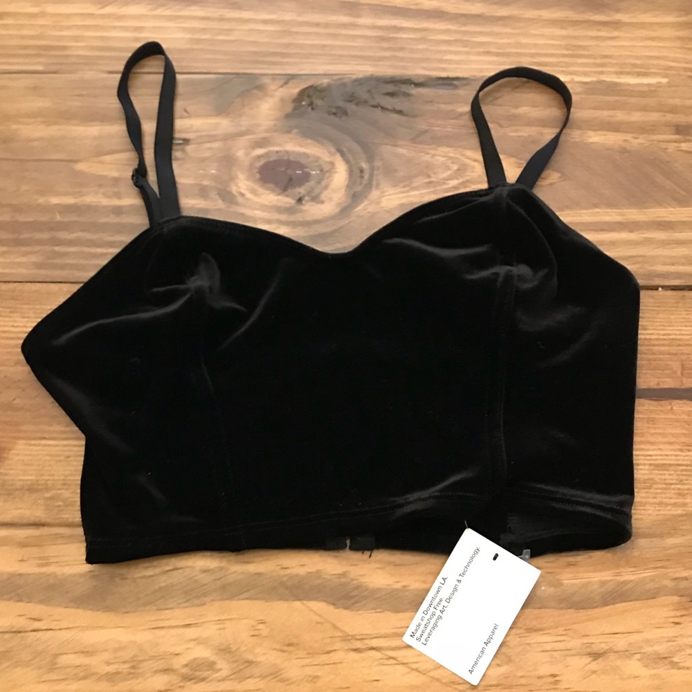 American Apparel Velvet Corset Crop Top